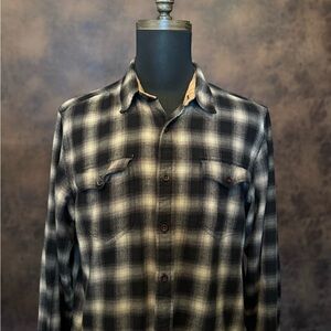 Frye Gray and Black Plaid Shirt